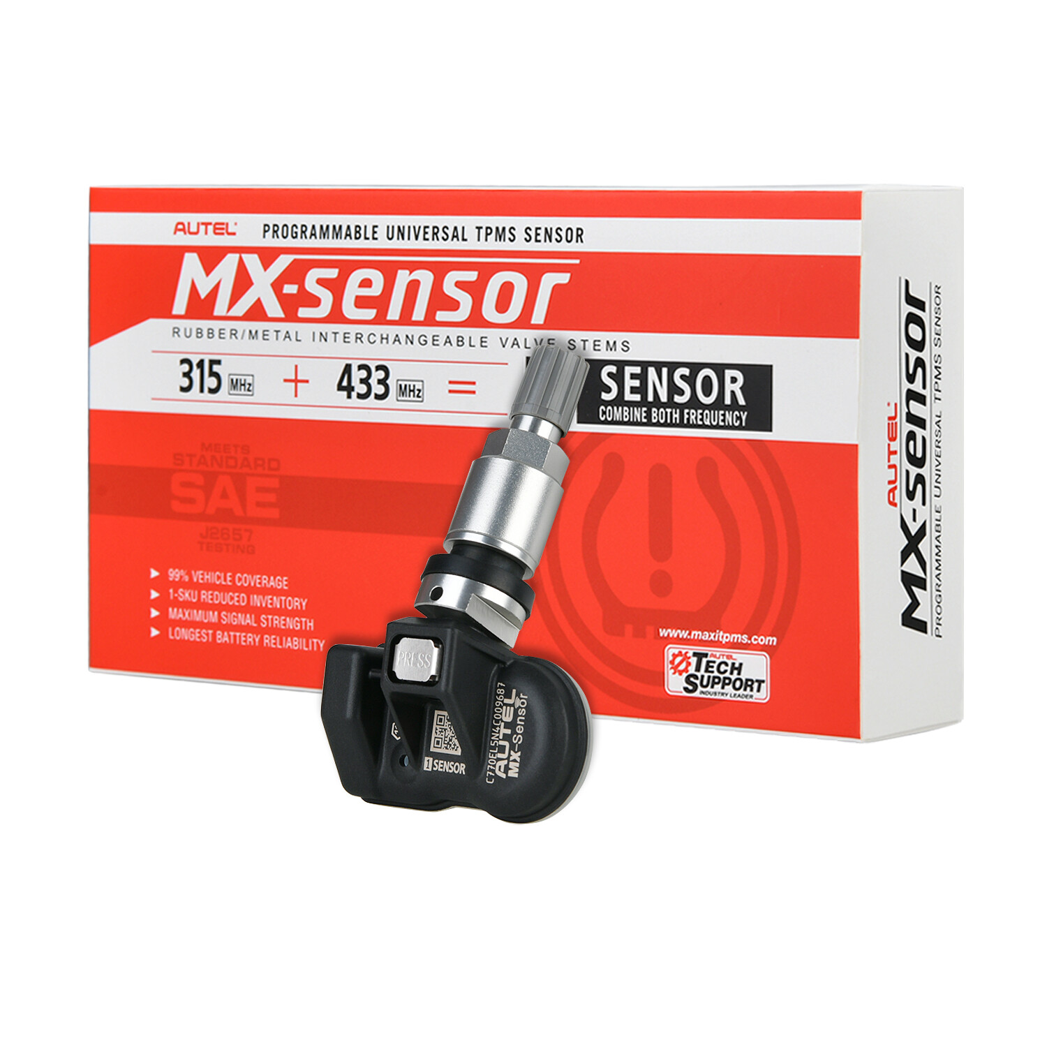 1xAutel MaxiTPMS 315MHz/433MHz 2 in 1 MX-Sensor Programmable fit TPMS OEM Sensor