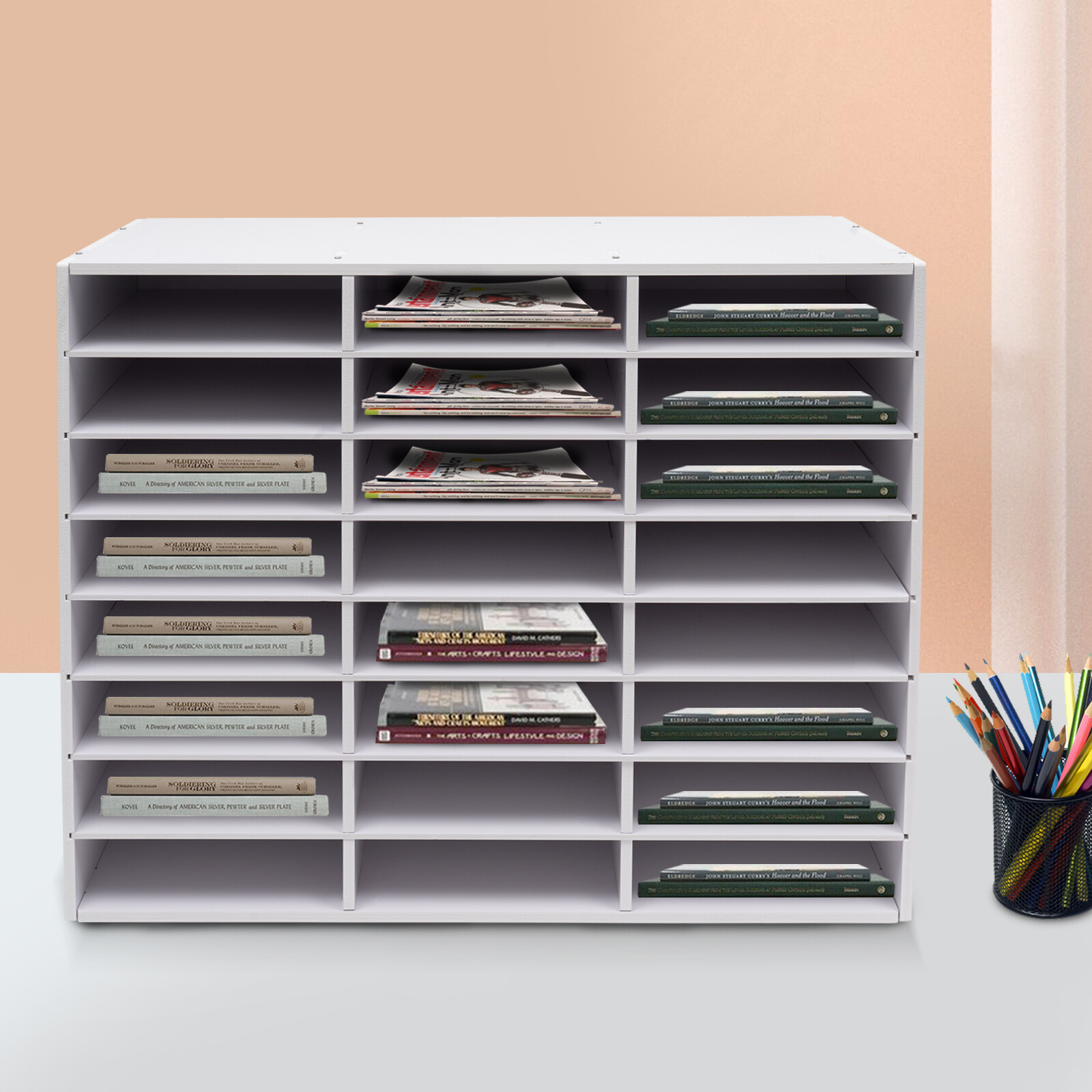24 Slots Literature Organizer Classroom Mailbox Construction Paper White