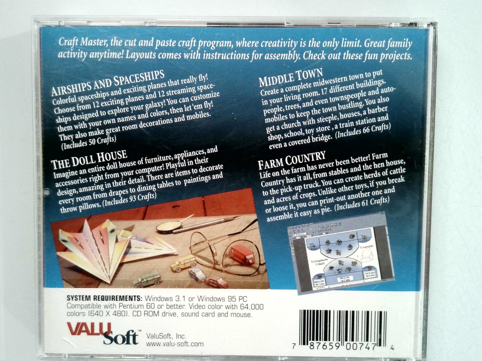 VALUSOFT Craft Master CD-ROM Software Windows 95 3.1 Over 260 Projects