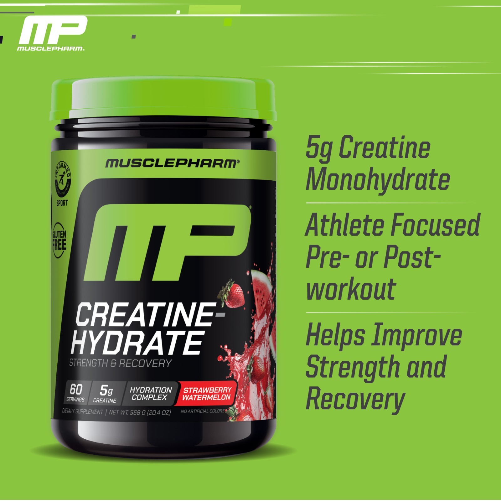 Muscle Pharm Creatine Monohydrate Hydration Complex-Strawberry Watrmln 60 serve