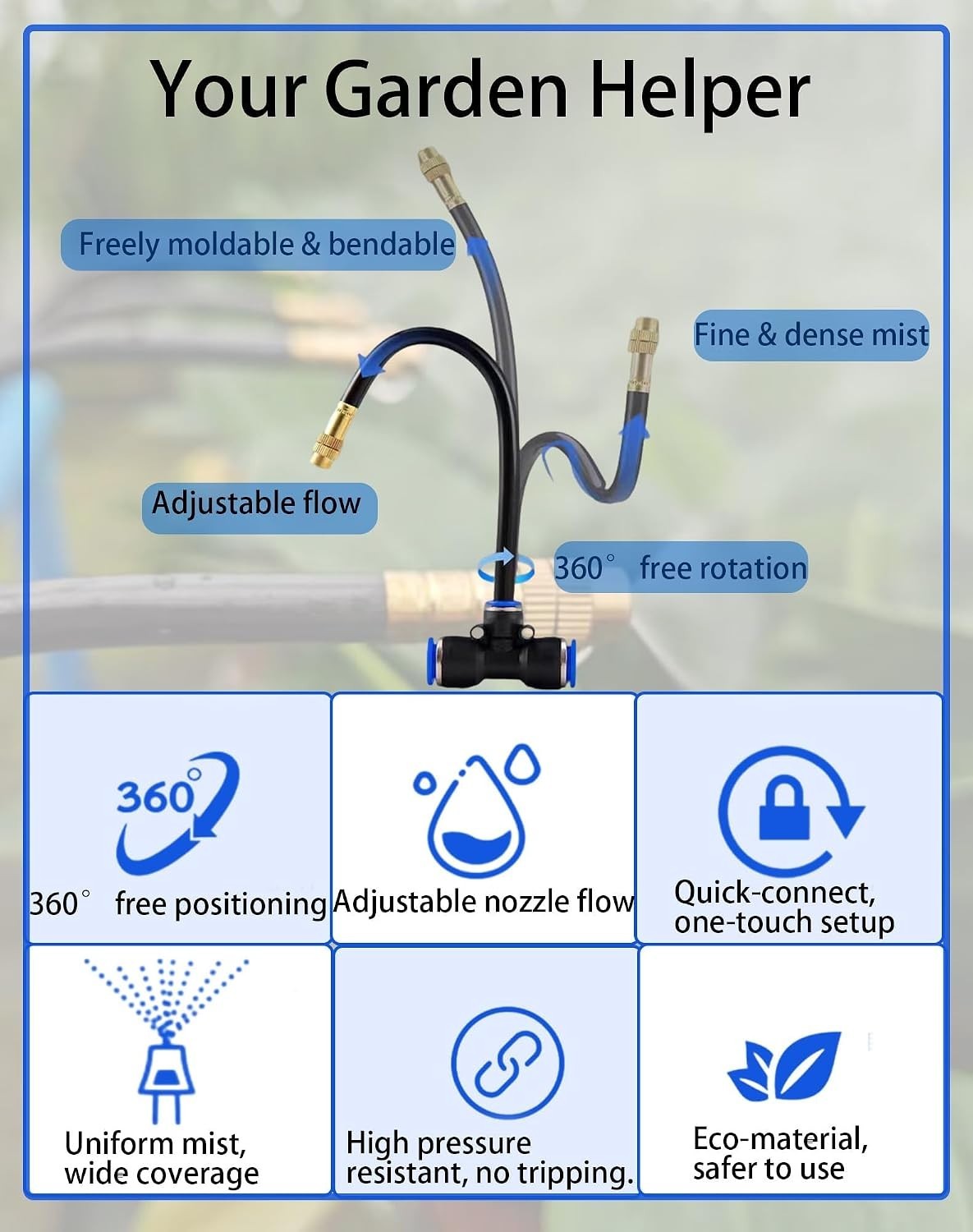 100 Ft Automatic Quick-Connect Misting Sprinkler System for Efficient Watering