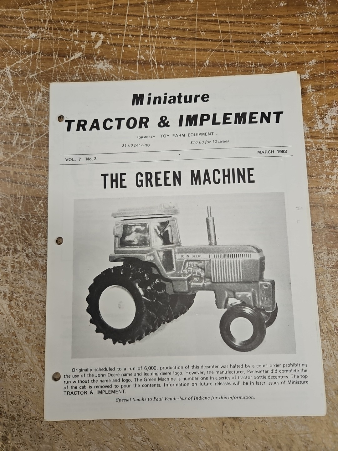 Miniature Tractor & Implement Magazine March 1983 The Green Machine