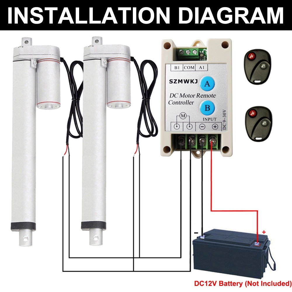 2PCS Heavy Duty 18" DC Linear Actuators 1500N W/ Wireless Controller W/ Brackets