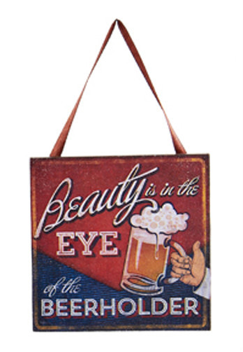 KURT S. ADLER "BEAUTY IS IN THE EYE OF THE BEERHOLDER" PLAQUE CHRISTMAS ORNAMENT