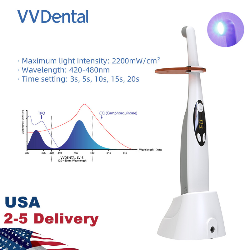 Dental LED Curing Light Lamp Wireless Cordless Resin Cure Lamp 10W 2000MW USA