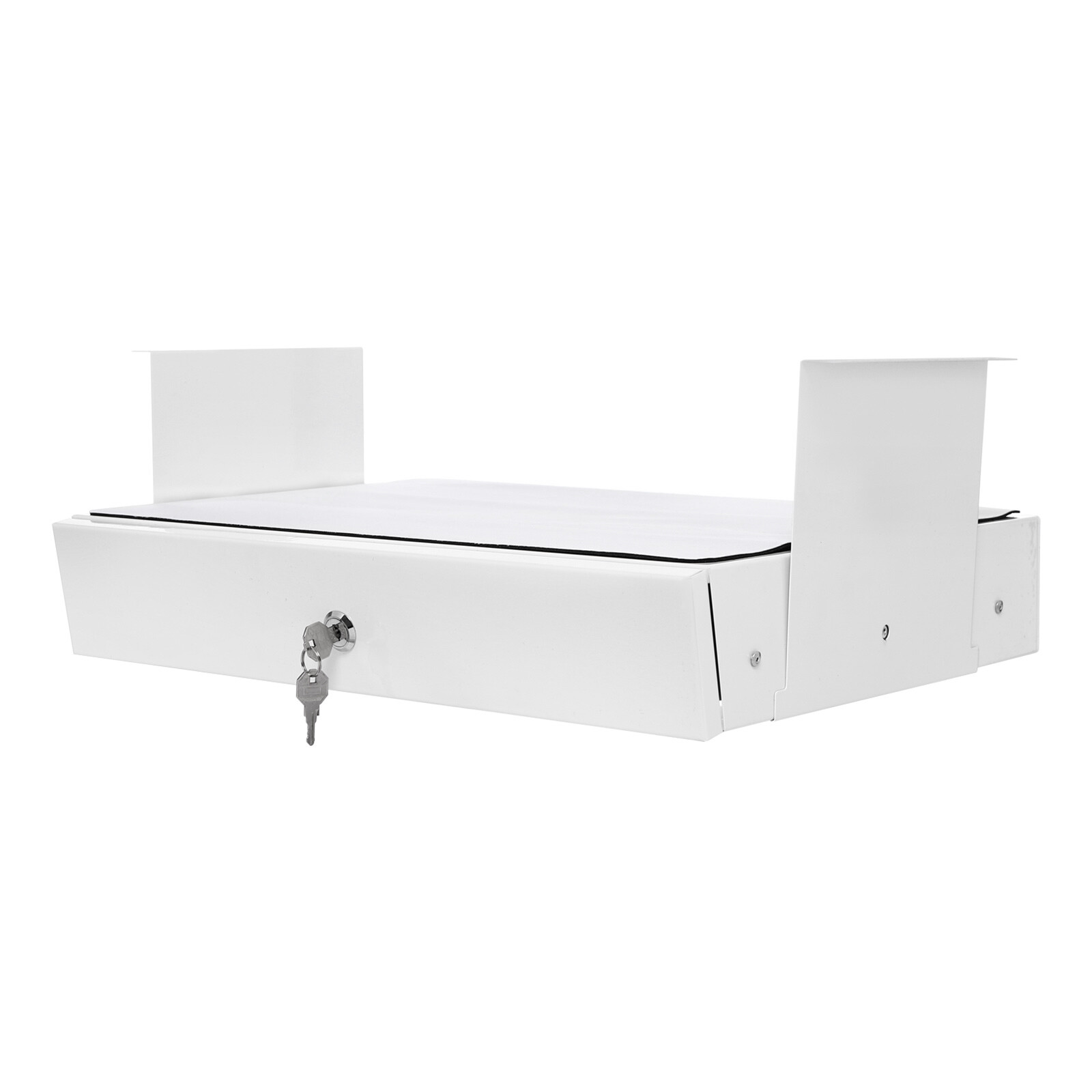 Sliding Pull-Out Drawer for Desk Organization with Lock - White