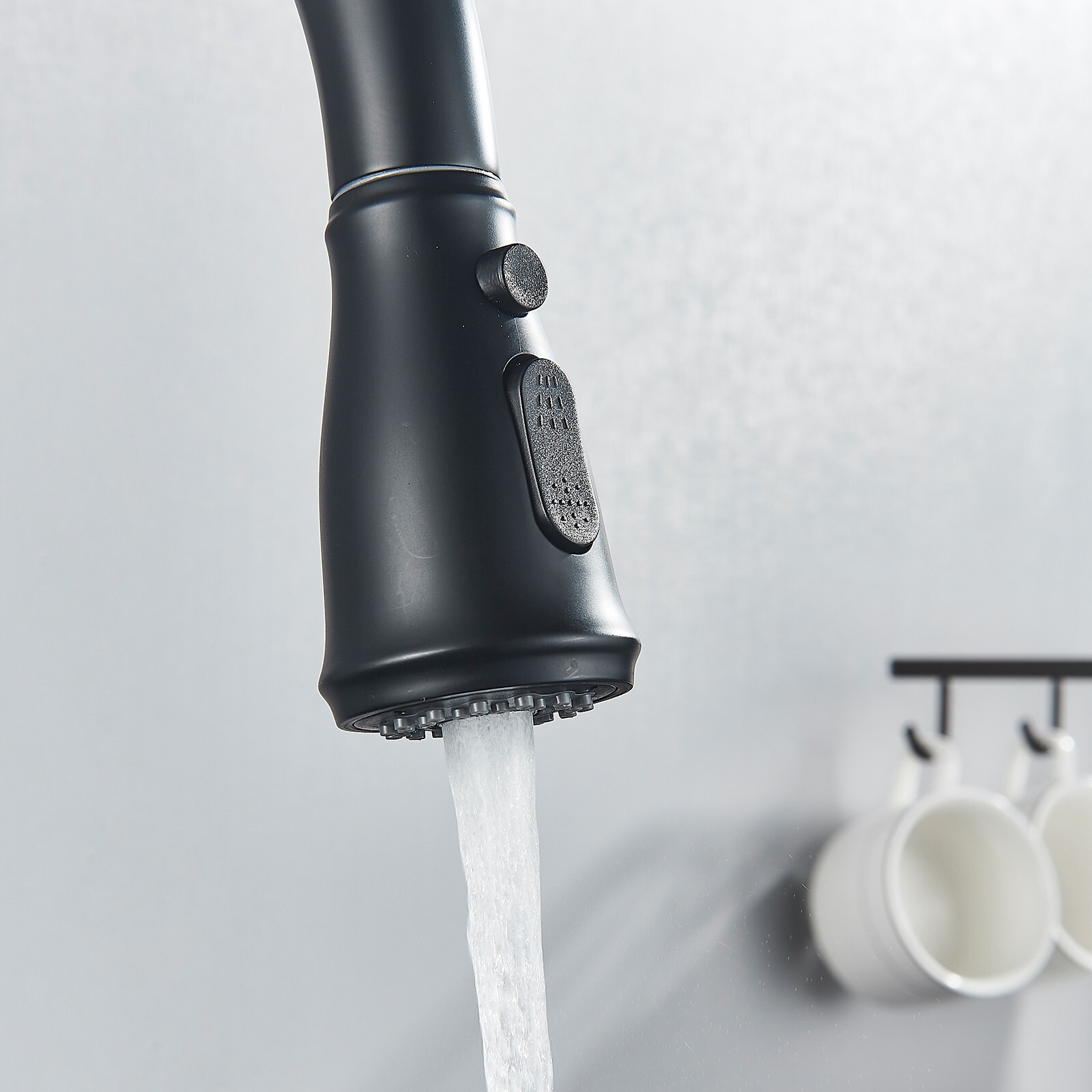 Touch Sensor Kitchen Sink Faucet Pull Down Sprayer Matte Black Single Hand Taps