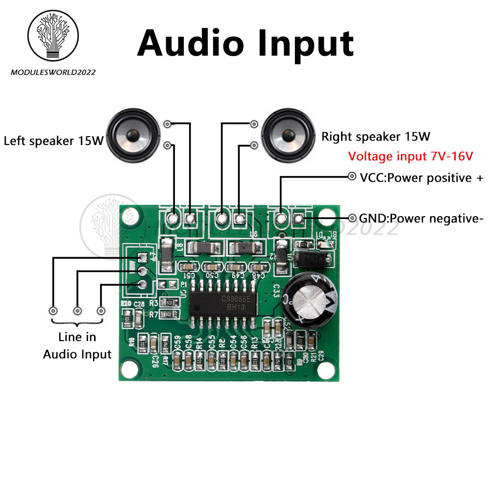 MP3 Decoder Board DC7V-16V Power Amplifier Board 2*15W DIY Audio Decoder Module
