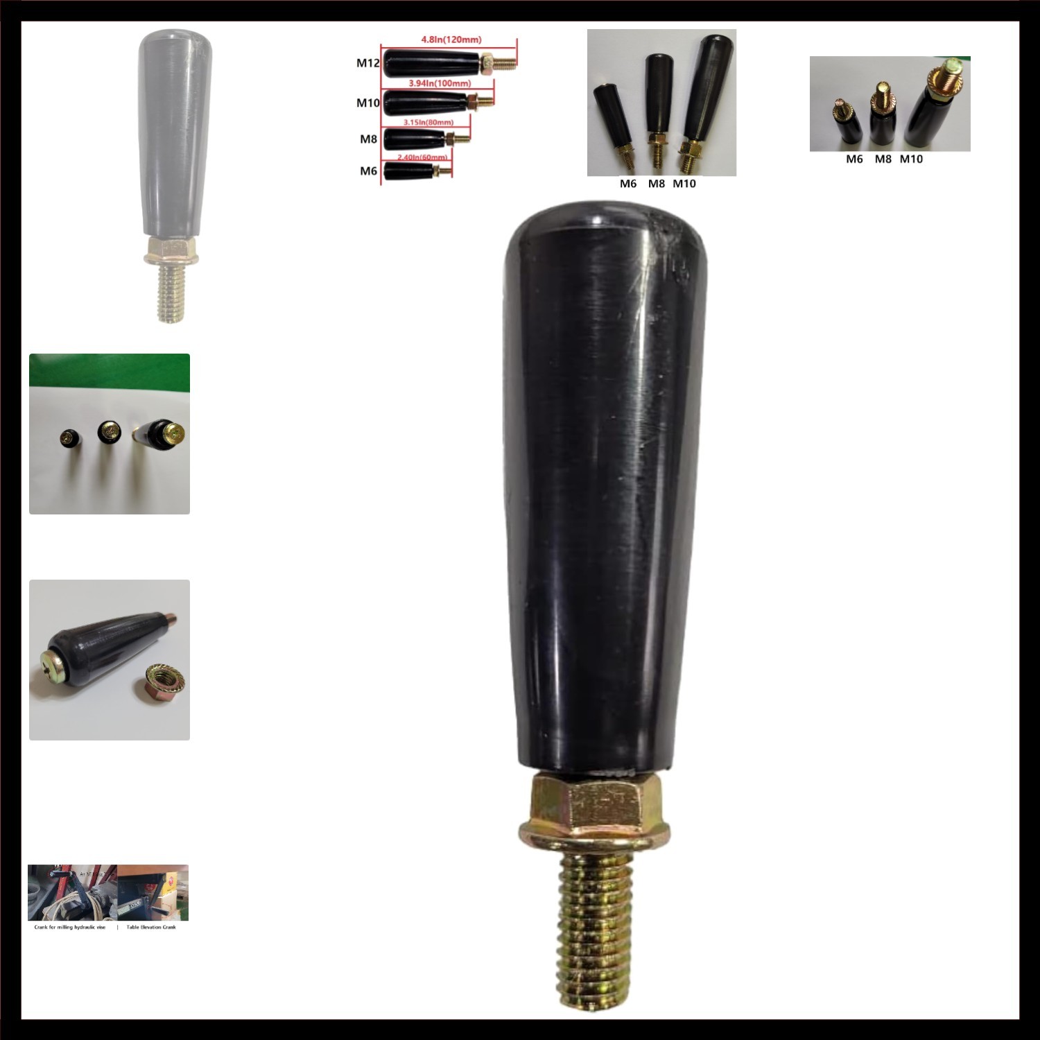 M8 X P1.25 Revolving Handle 3.15 Inch 80mm - Replacement Crank Knob Grip for ...