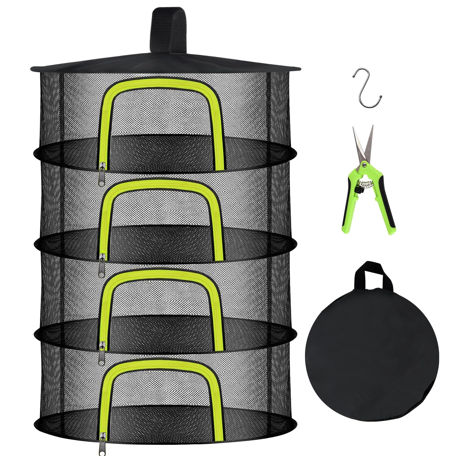 4 Layer Herb Drying Rack Hanging Mesh Net Foldable U Shaped