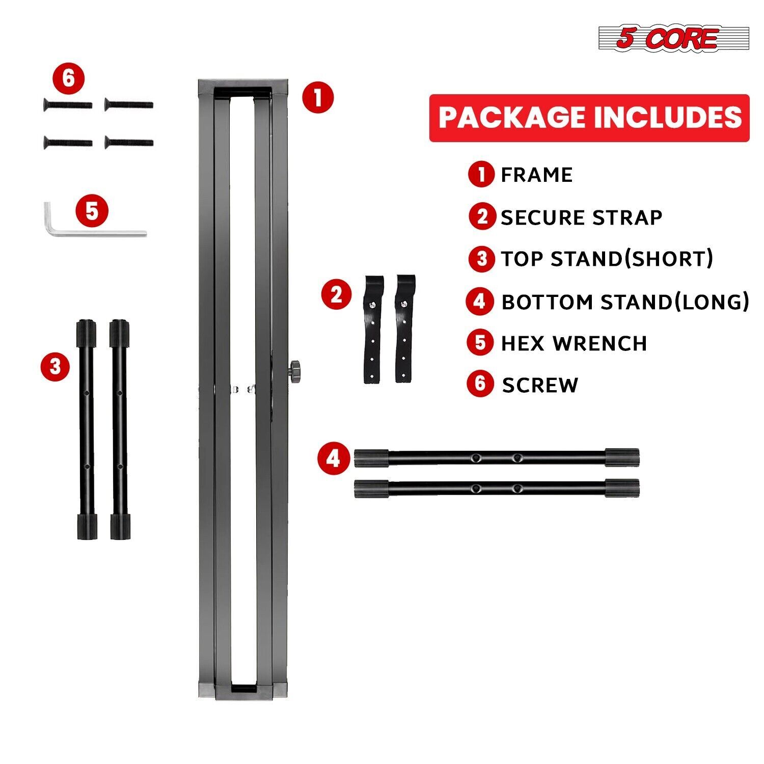 5Core Keyboard Stand Double X Style Adjustable Lift Piano Riser For 49 - 88 Keys