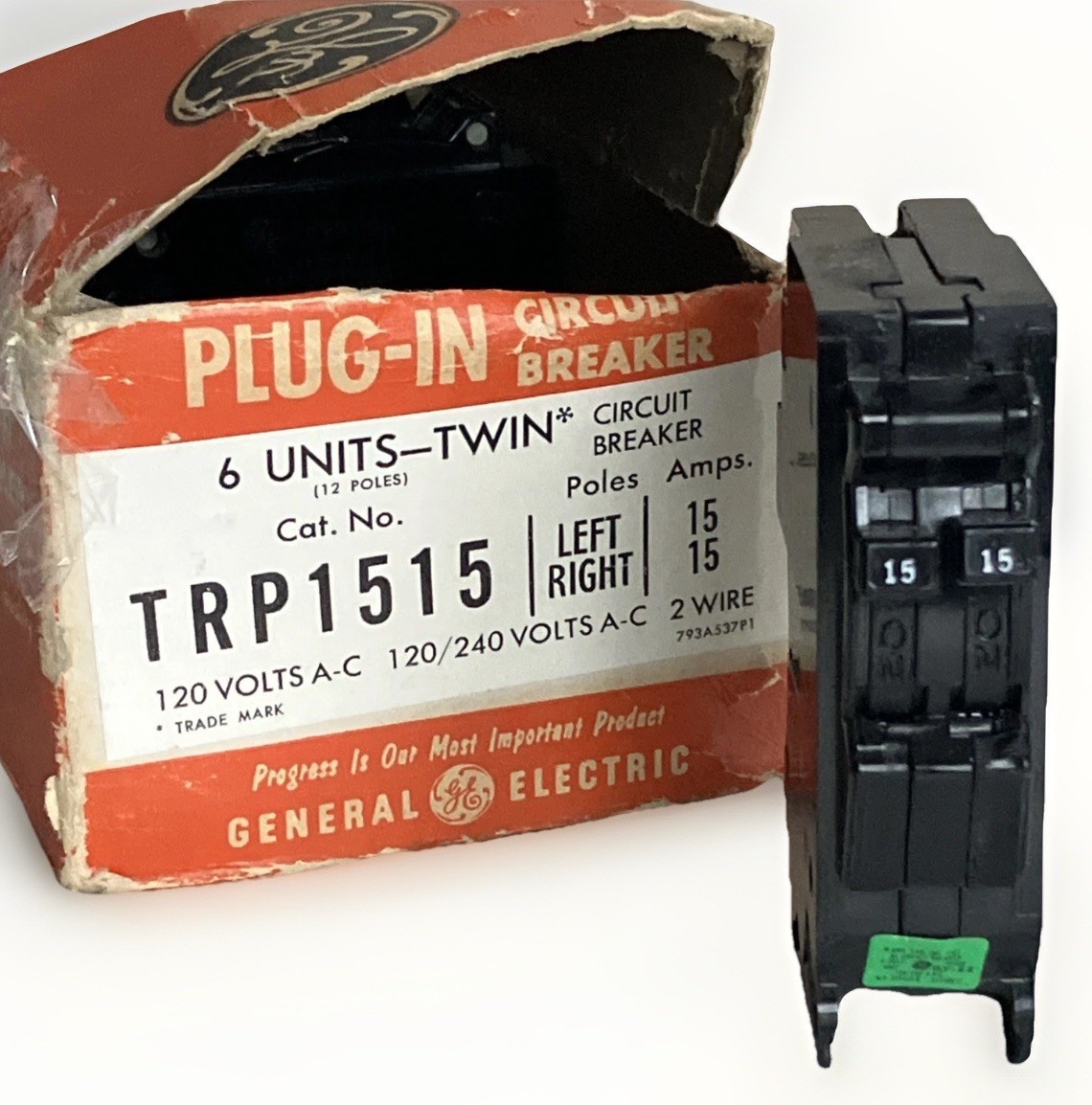 GE TR1515 / TRP1515 Tandem twin 15/15 Amp 240V TR CIRCUIT Breaker TR-1515 New!!