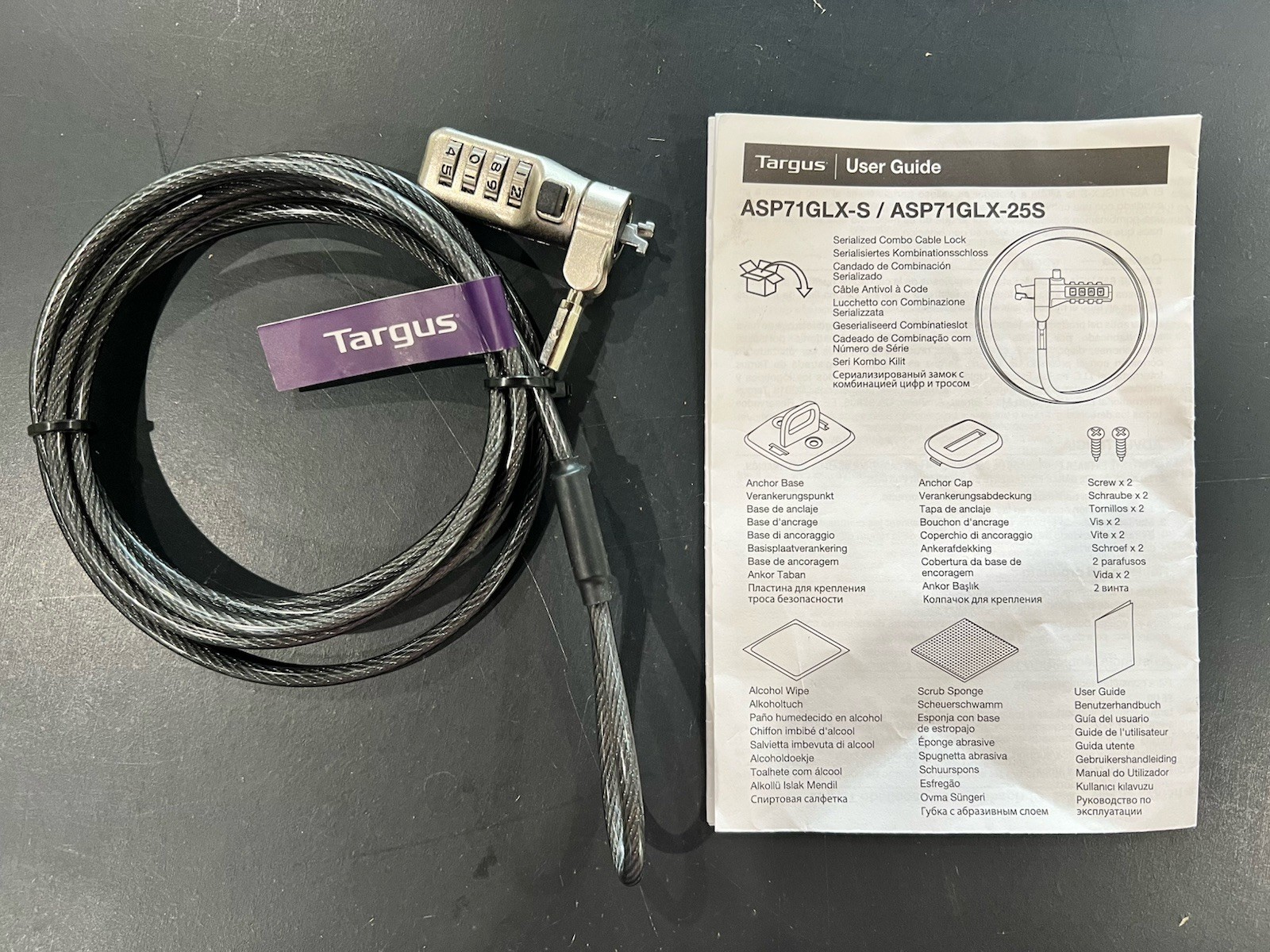 Targus DEFCON Compact Serialized Combo Cable Lock, Black (ASP71GLX-S/25S)