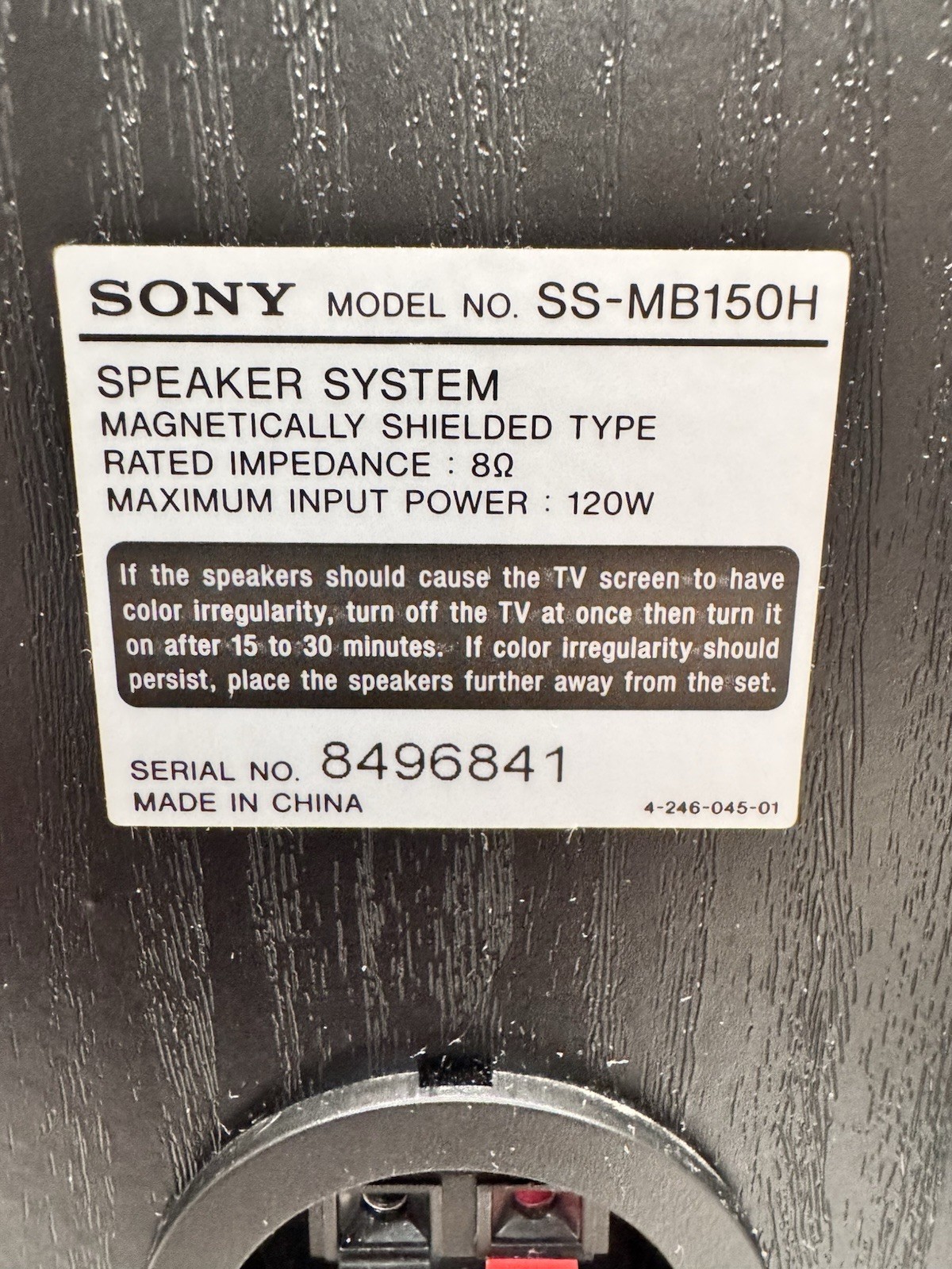 SONY SS-MB150H Stereo Bookshelf Speaker System 120W Max Input Power