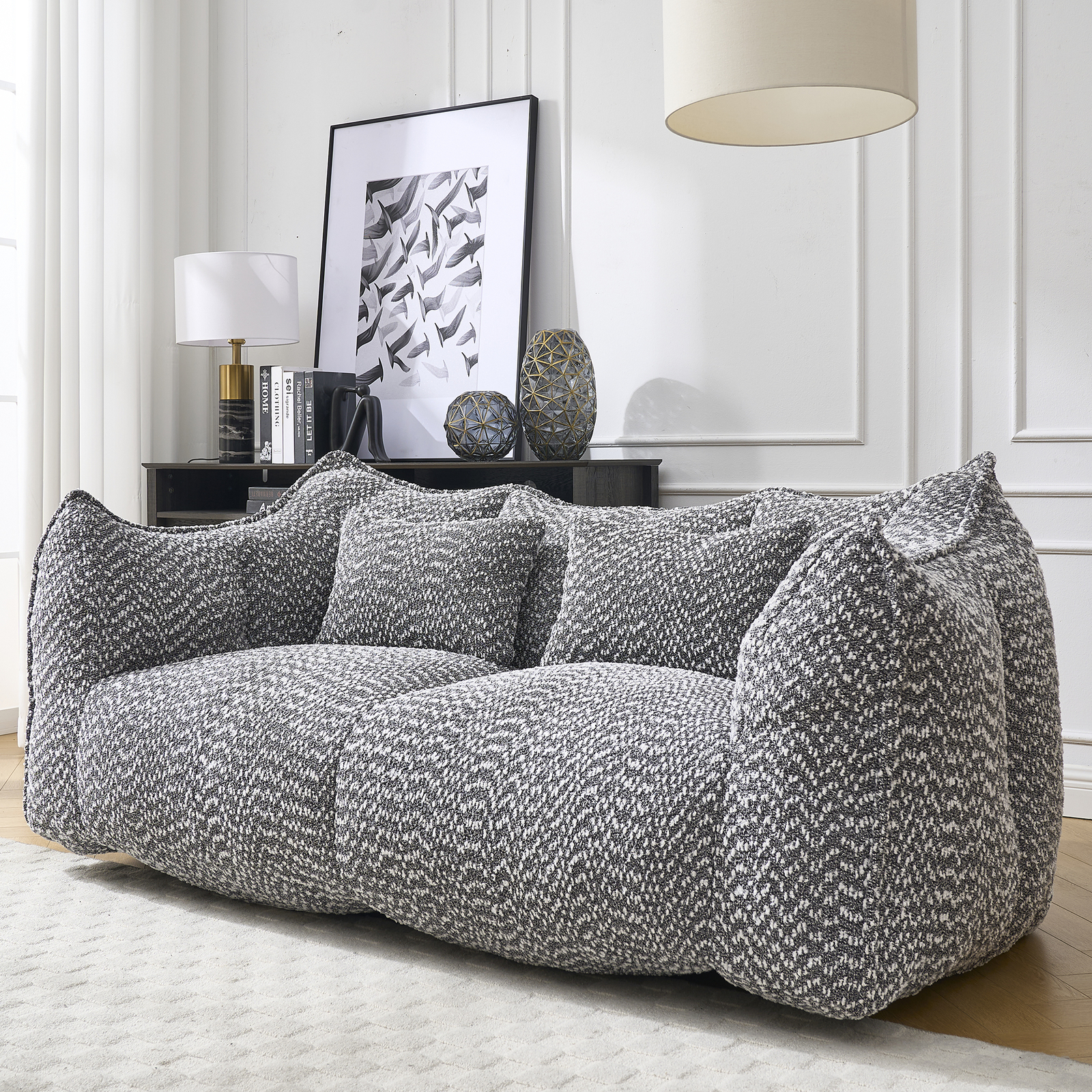 Bean Bag Chairs Lazy Sofa recliner high resilience foam core 2people sofa Grey