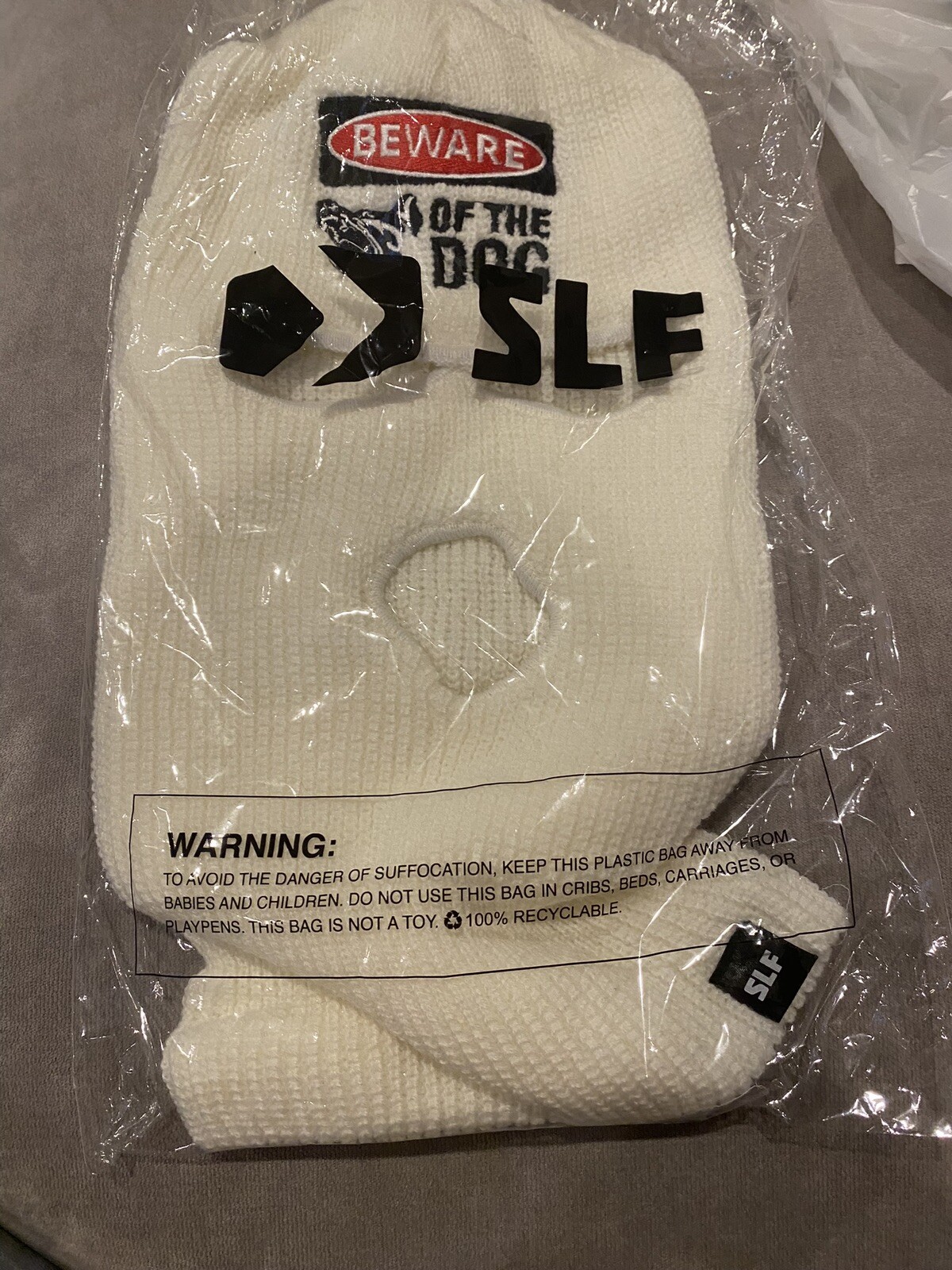 SLF White “Beware of the Dog” Football Shiesty Ski Masks