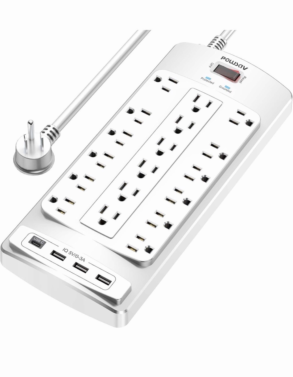 18 Outlets Surge Protector Power Strip - 6 Feet Flat Plug Heavy Duty Extension