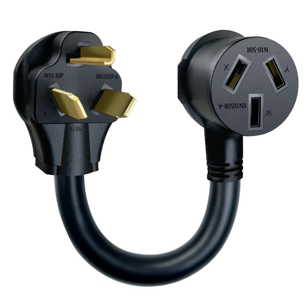NEMA 10-30P Dryer Male to 10-50R Electrical Stove Female adapter. 250V 30AMP