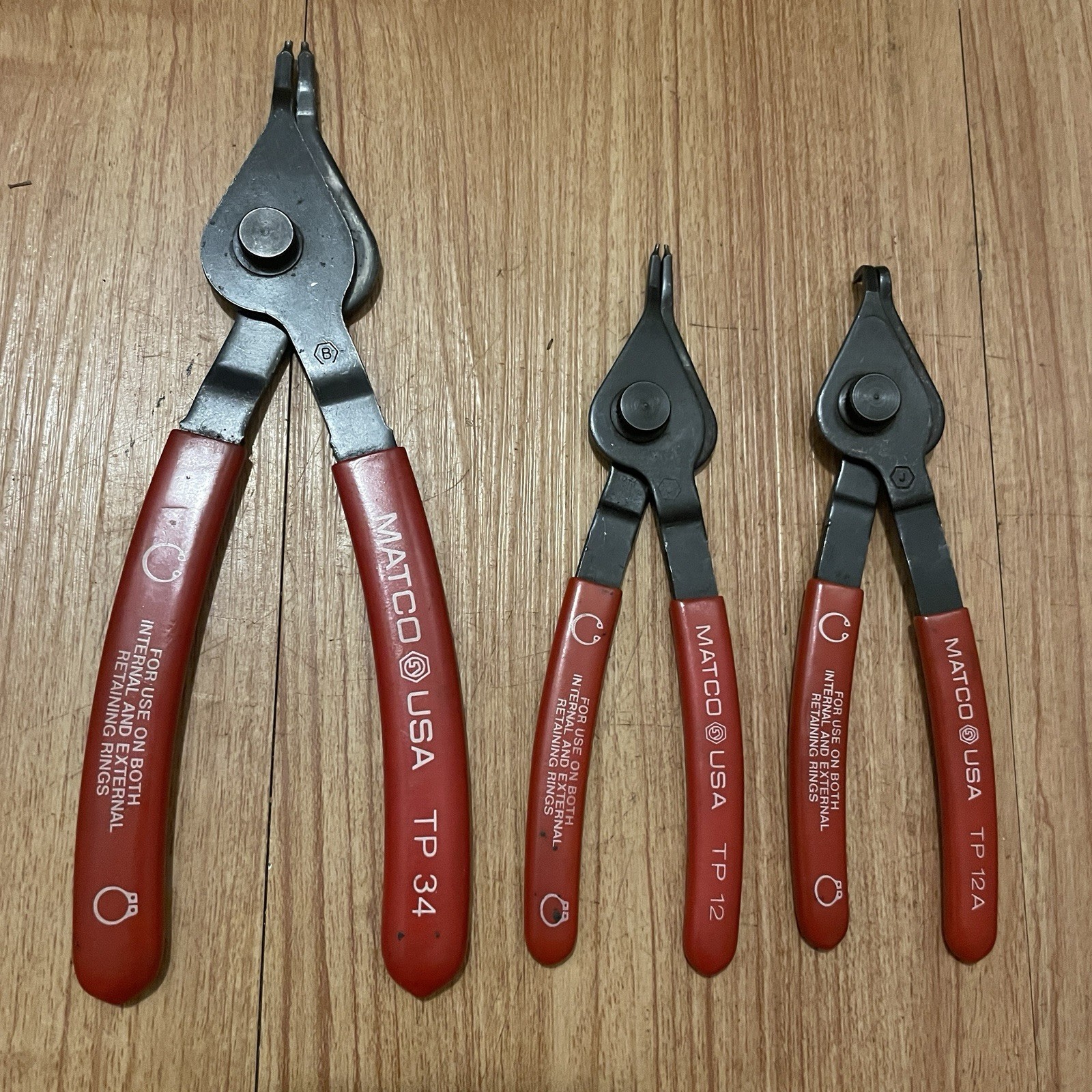 Matco Tools TP12 TP12A TP34 Convertible Retaining Snap Ring Pliers 3Pc Set USA