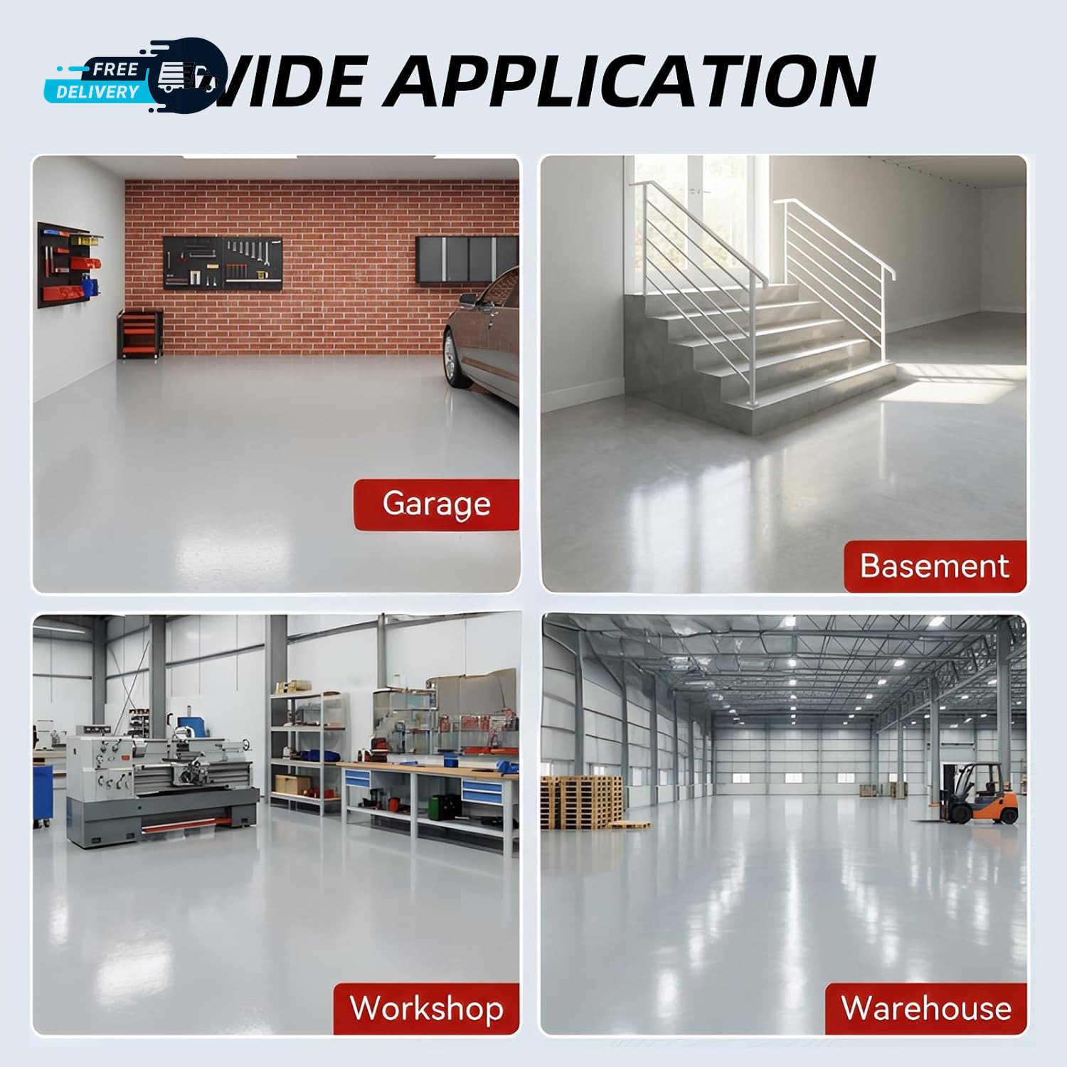Garage Floor Epoxy Kit, 2K Epoxy Floor Paint with Tools, Epoxy Coating for Concr