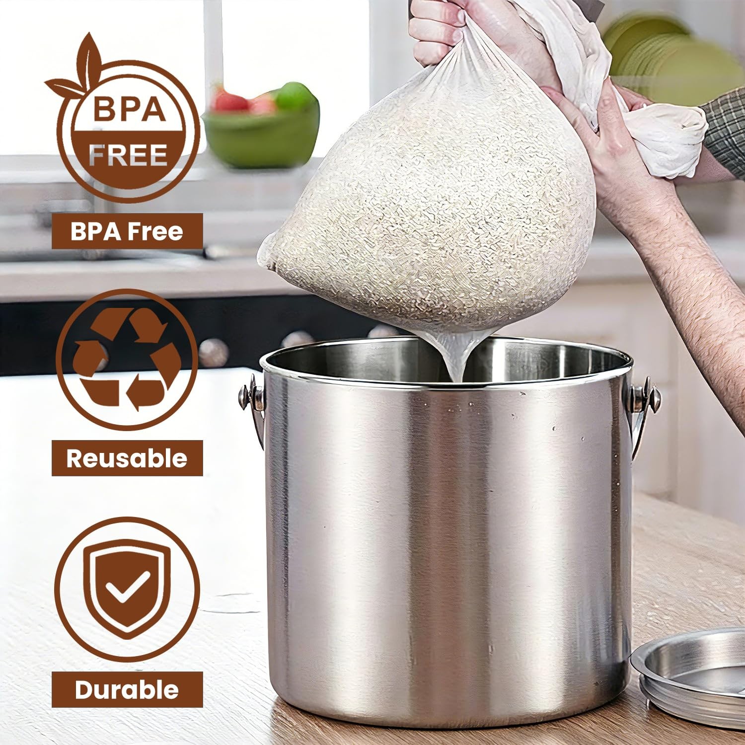 2 Brew Bags Extra Large 250 Micron Mesh Reusable Drawstring 510 Gallon Filter