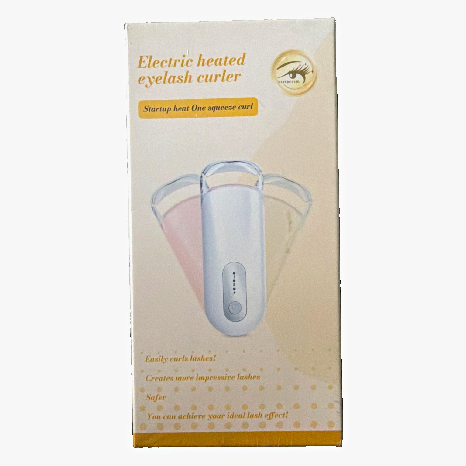 Electric Heated Eyelash Curler, 2-Level Temp Control, Plastic, J E02, Pink