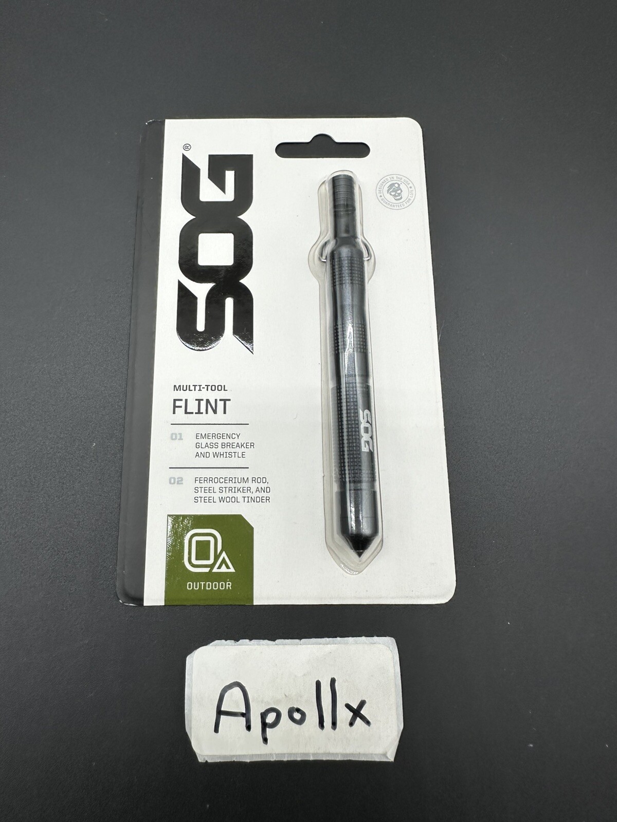 SOG Multi Tool Flint Whistle Glass Breaker Ferro Rod Steel Striker Wood Tinder