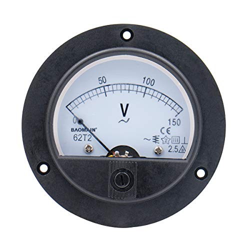 Baomain Round Voltmeter Voltage Meter 62T2 Gauge Analog Panel Class 2.