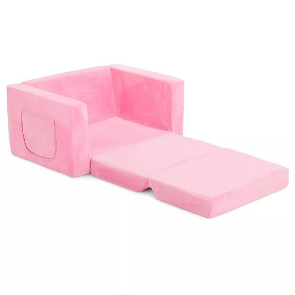 Dream On Me Baby Chair Foldable 2-in-1 Comfy Baby Lounger Couch Kids Sofa Pink