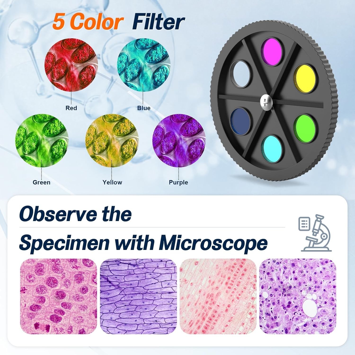 Microscopio para adultos, niños y estudiantes, microscopios 40X-2000X cuerpo.