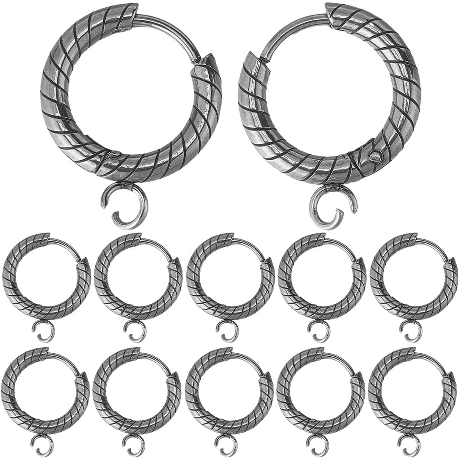 SUNNYCLUE 1 Box 12Pcs Silver Leverback Earring Hooks Round Earring Hooks Fren...