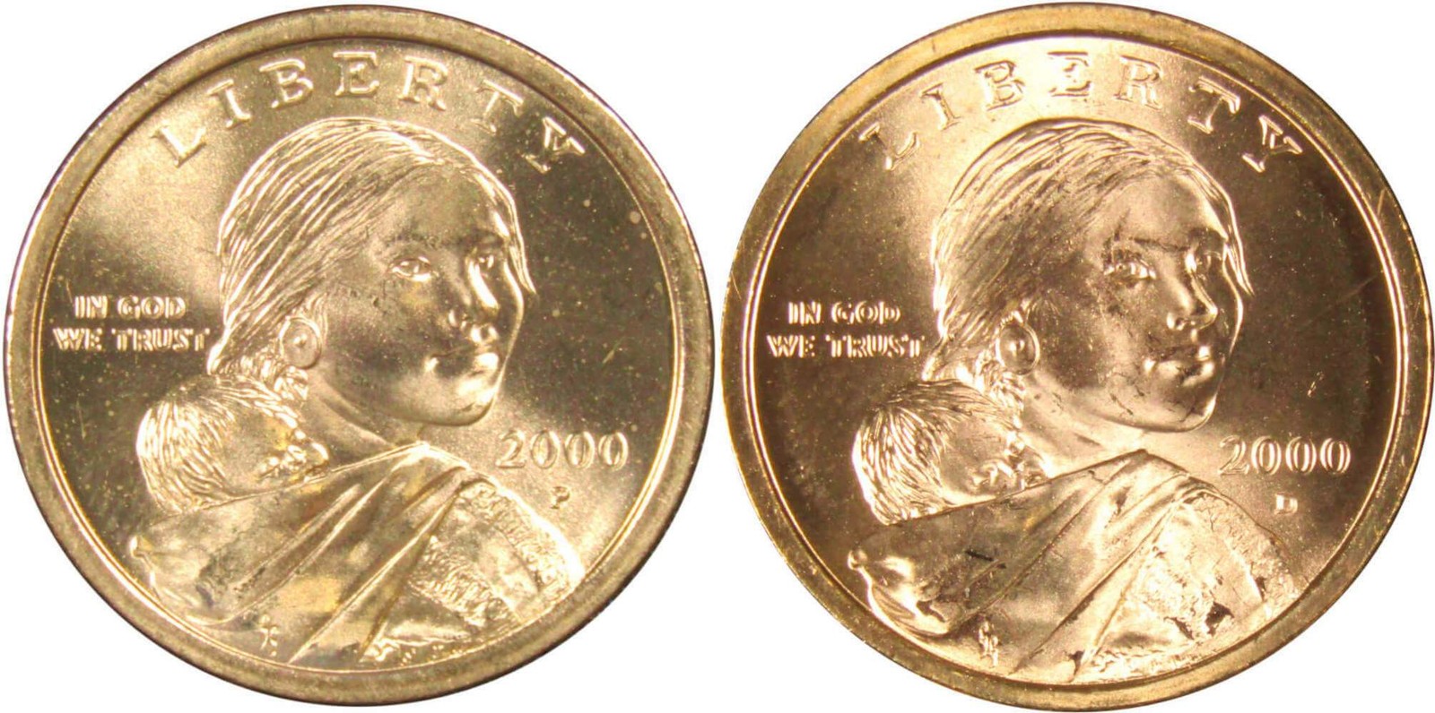 2000 P&D Sacagawea Native American Dollar 2 Coin Set Uncirculated