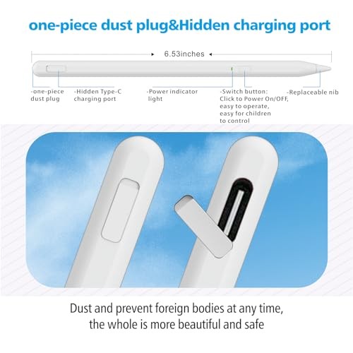 Stylus Pen for iPad 11th&10th Generation, Pen with Pencil Holder,Palm White