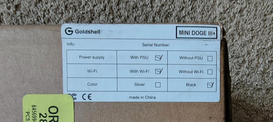 Goldshell Mini DOGE 3 III + PLUS 810MH/s 500W, Wi-FI, USA, MINE LTC & DOGE!