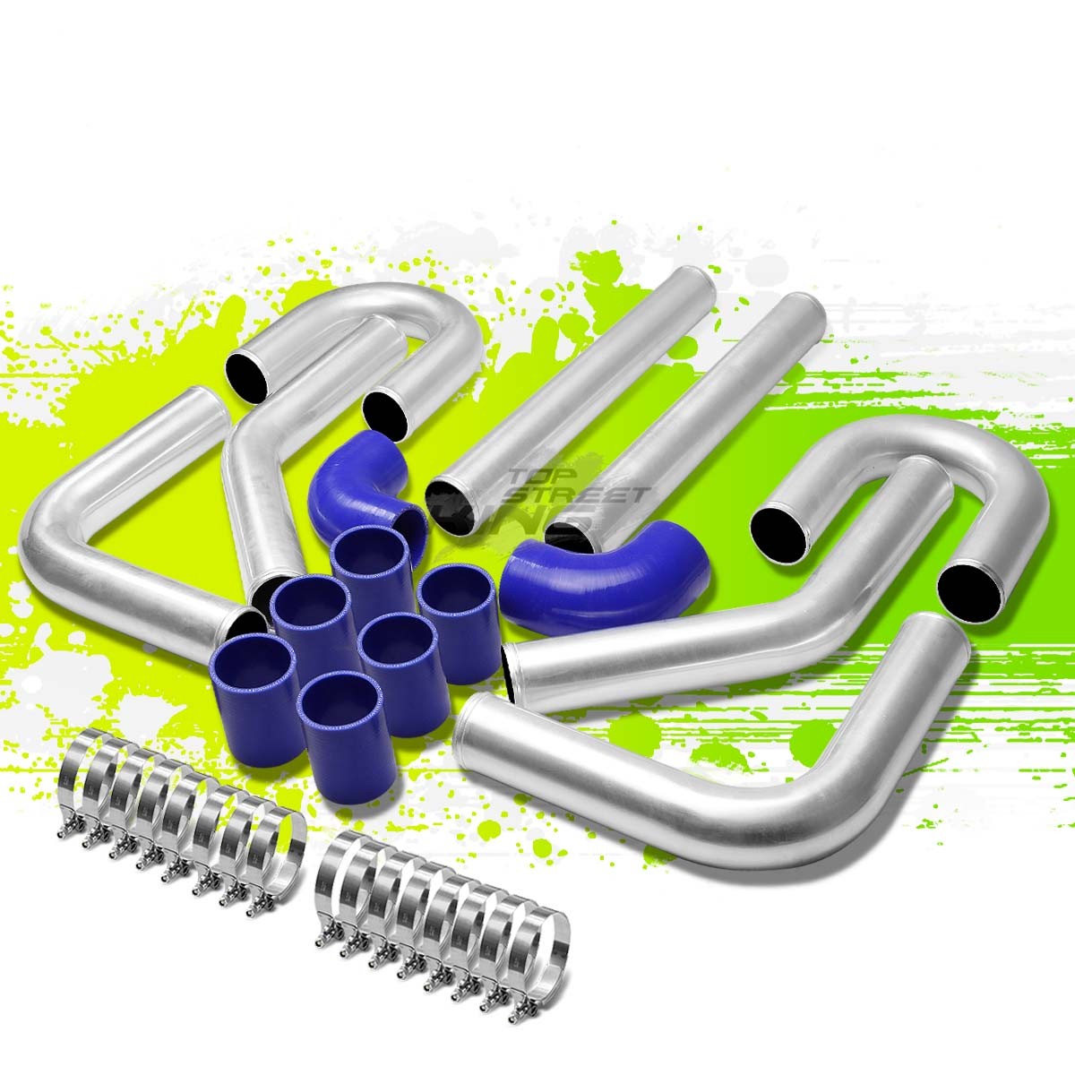 8Pcs 2.5" Piping FMIC Intercooler Pipes Combo Set w/T-Bolt Clamps Elbow Houses