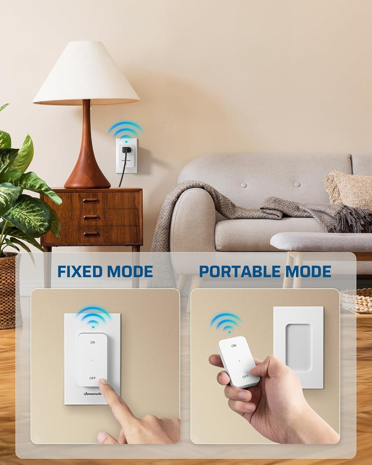 Wireless Remote Light Switch - 15A Outlet with 100FT RF Range & Magnetic Base