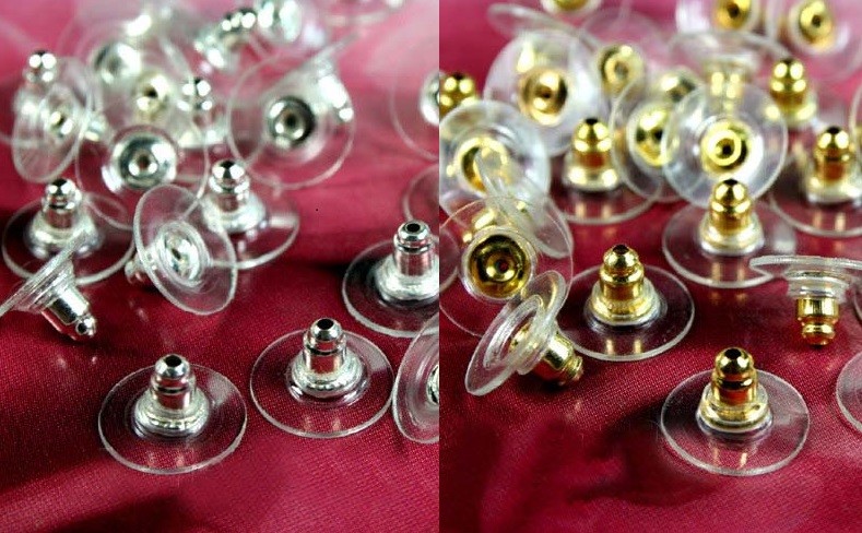 Earring Backs BULK LOT Deluxe PAD Gold or Silver Plate 40 pc Ear Post Nut