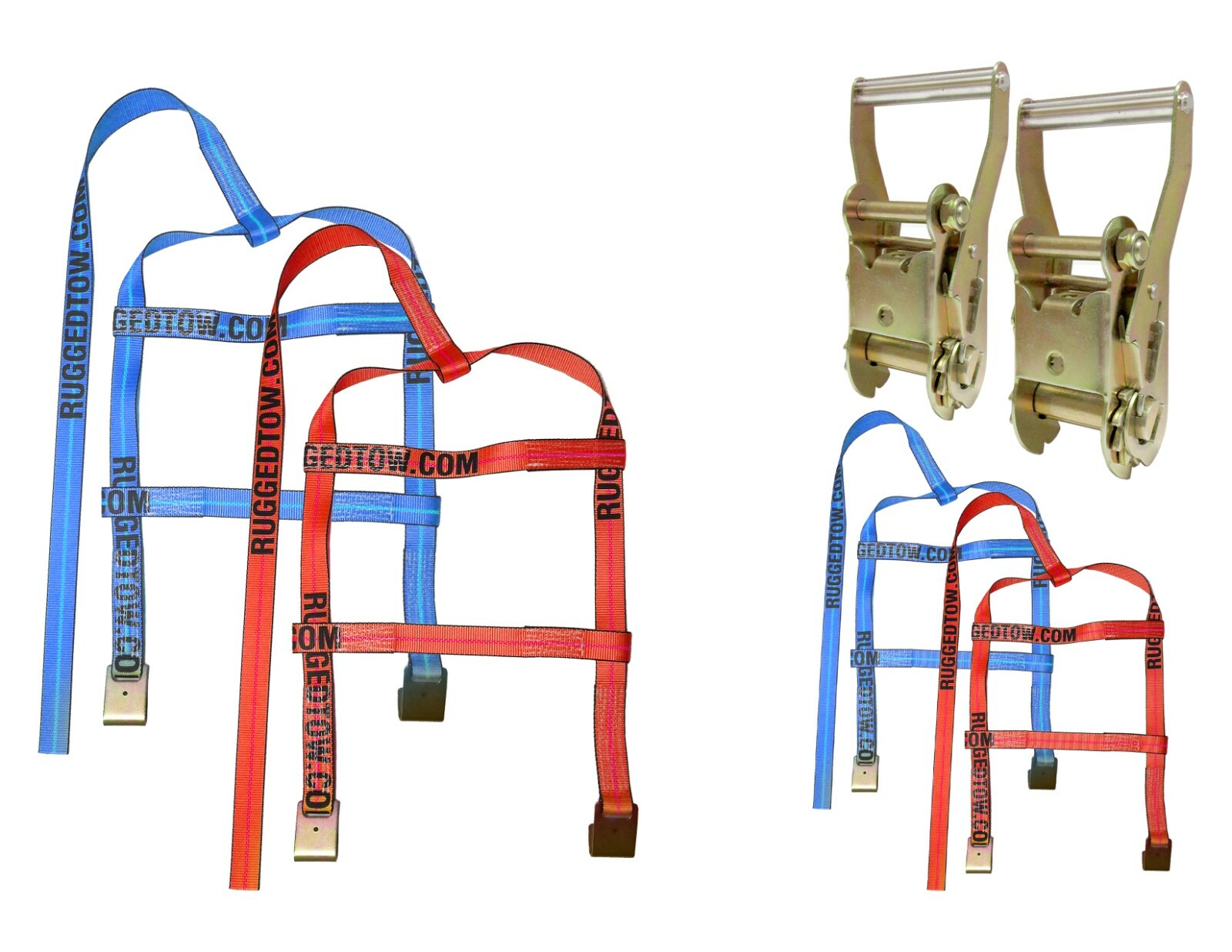 Demco Tire Strap Tie Down Ratchet Kit - 4 straps, 2 ratchets Wheel Basket Tow