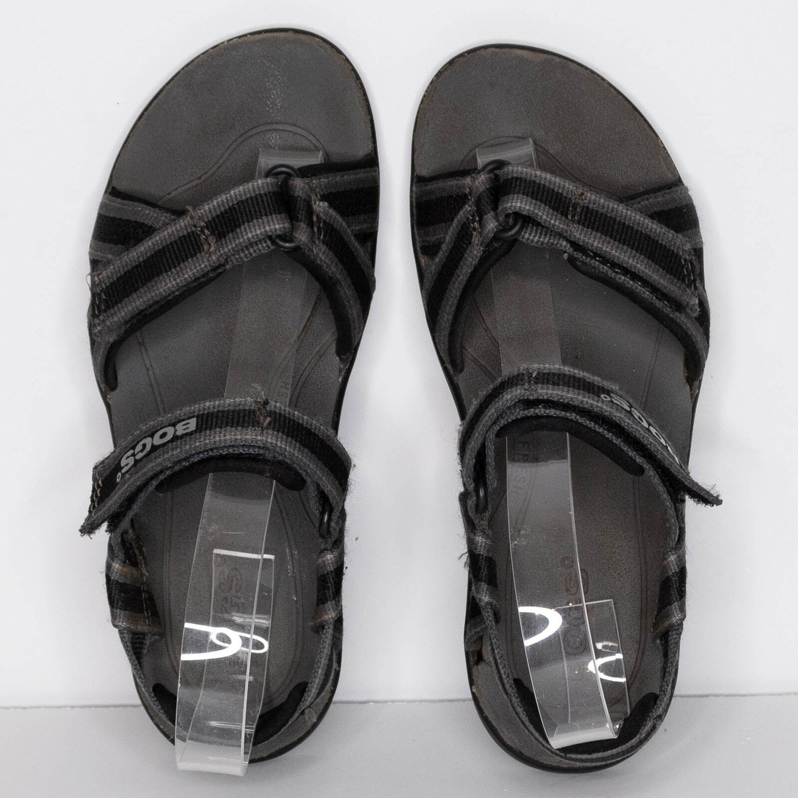 BOGS Boys Rio Stripe Sandals Water Hiking Adjustable Gray Black Size 3 | AO