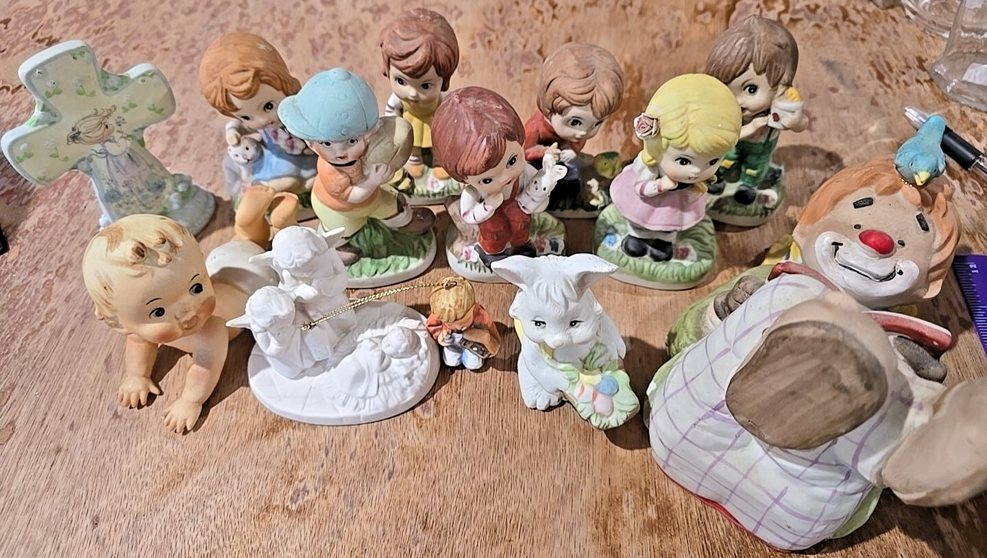 Lot Goebal Children Figurines Precious Moments Hummel Cute Kids Clown Cross Baby