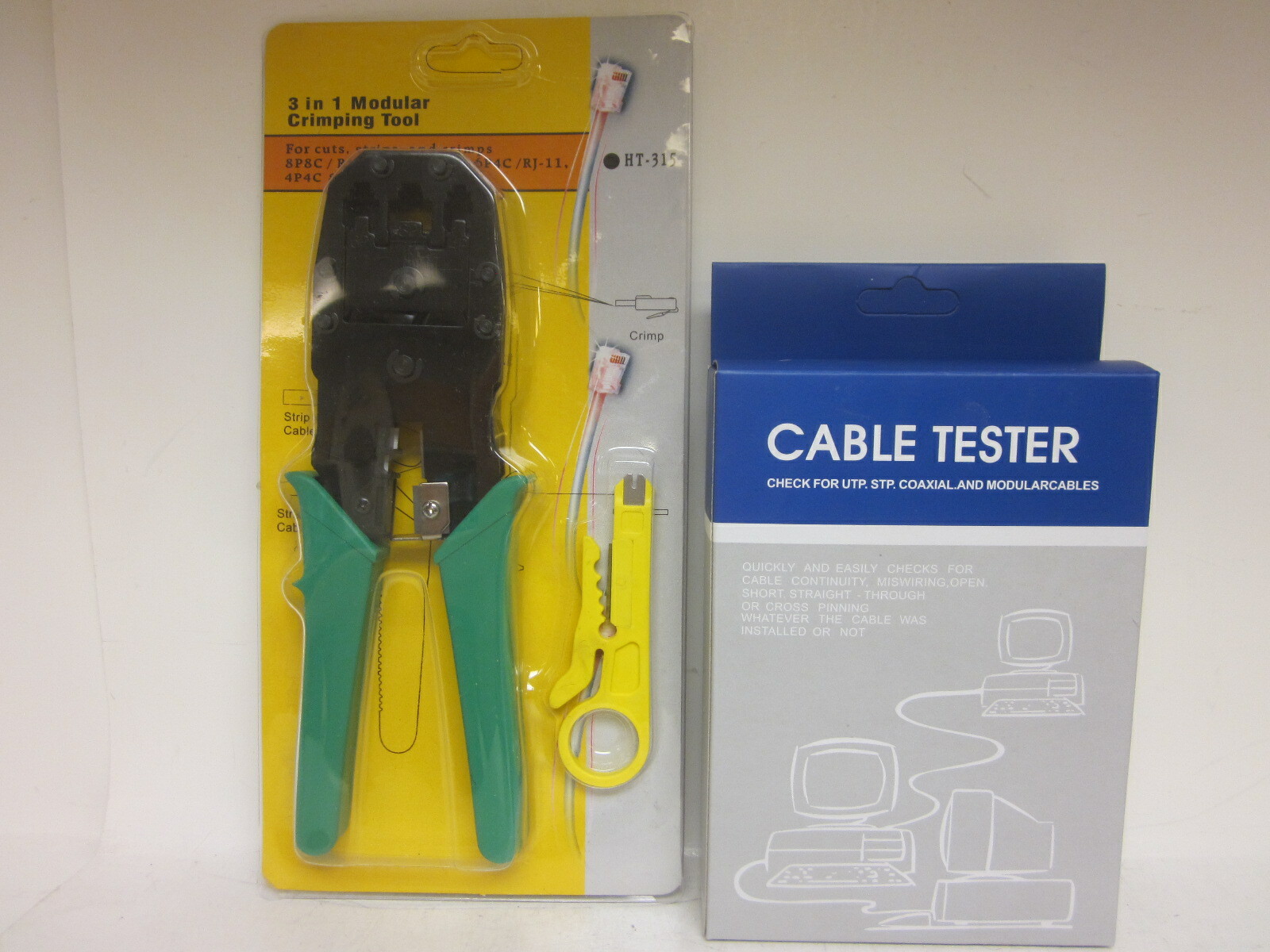 RJ45  RJ11 CAT5 LAN Network Cable Tester Crimper Stripper  Tool Kit