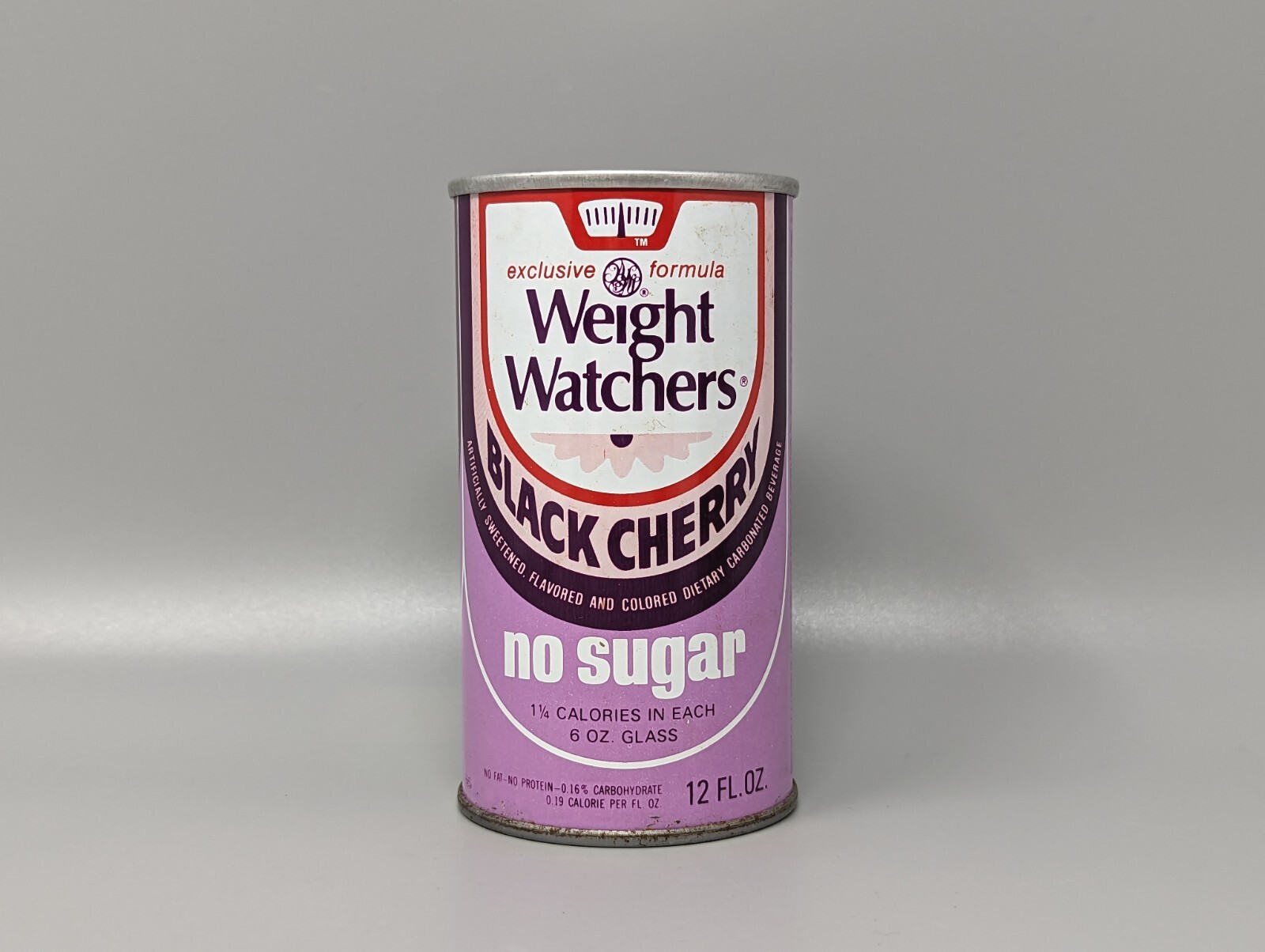 Vintage Weight Watchers Black Cherry 12 oz Steel Empty Can Soda Pull Tab 1970s