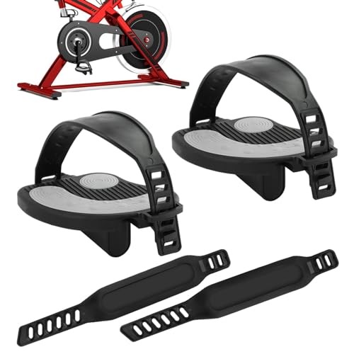 Exercise Bike Pedals with Straps for Pelotons Bike, 9/16" Stationary Black