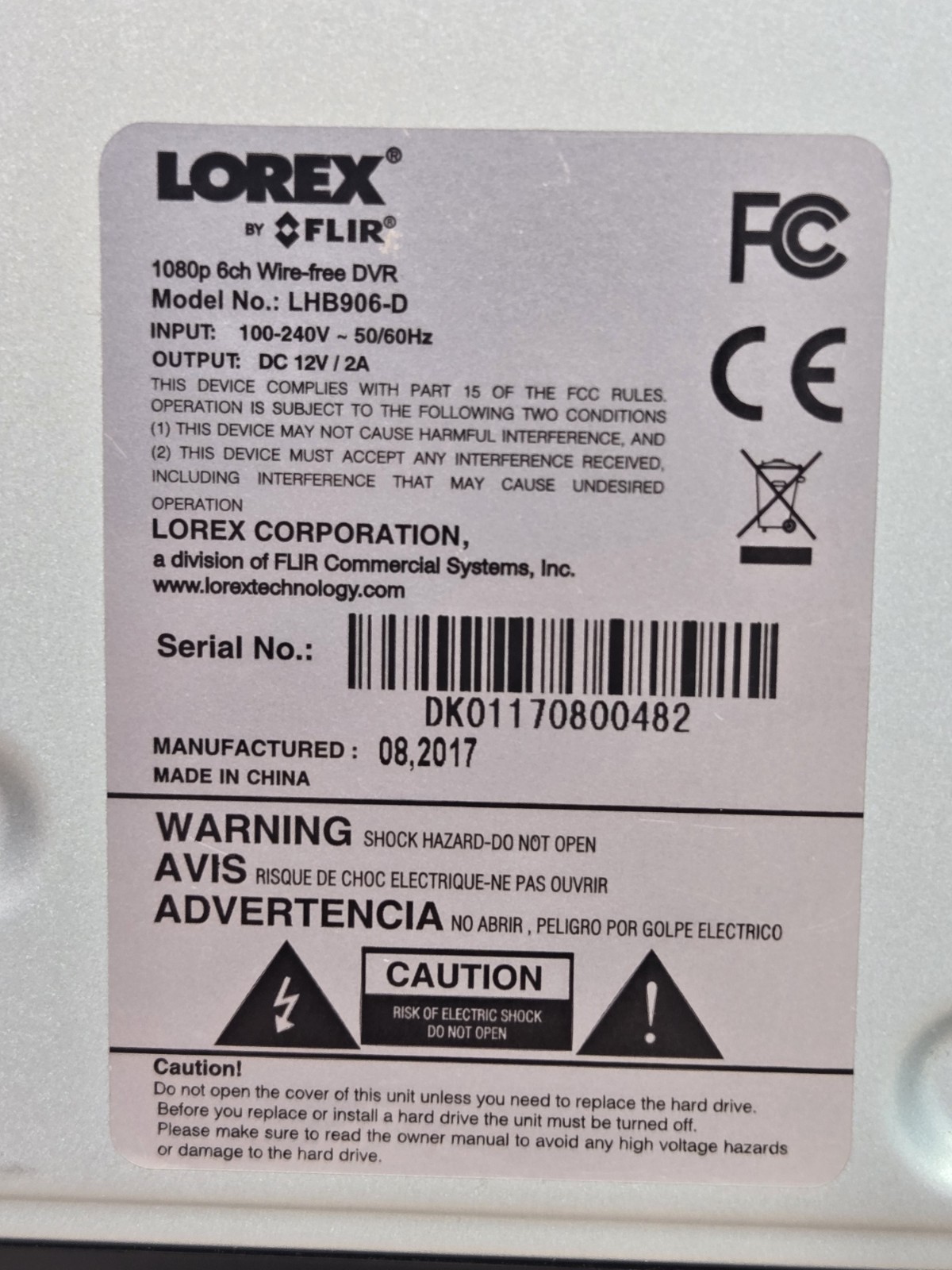 Lorex LHB906-D Wire-Free HD Security DVR w/ Remote & Mouse - No Cameras