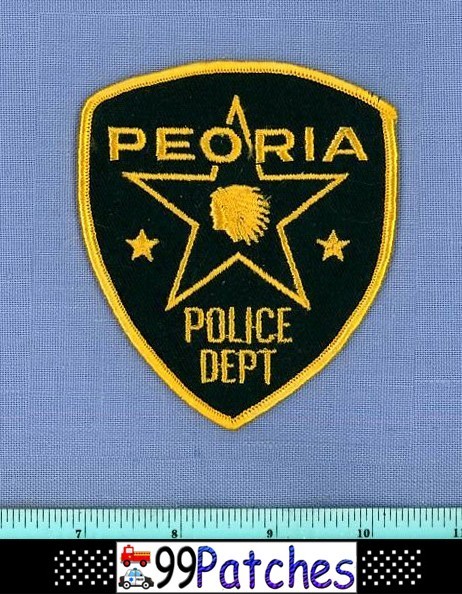 PEORIA (Old Vintage) ILLINOIS Shoulder Patch INDIAN CHEESECLOTH STAR 3D