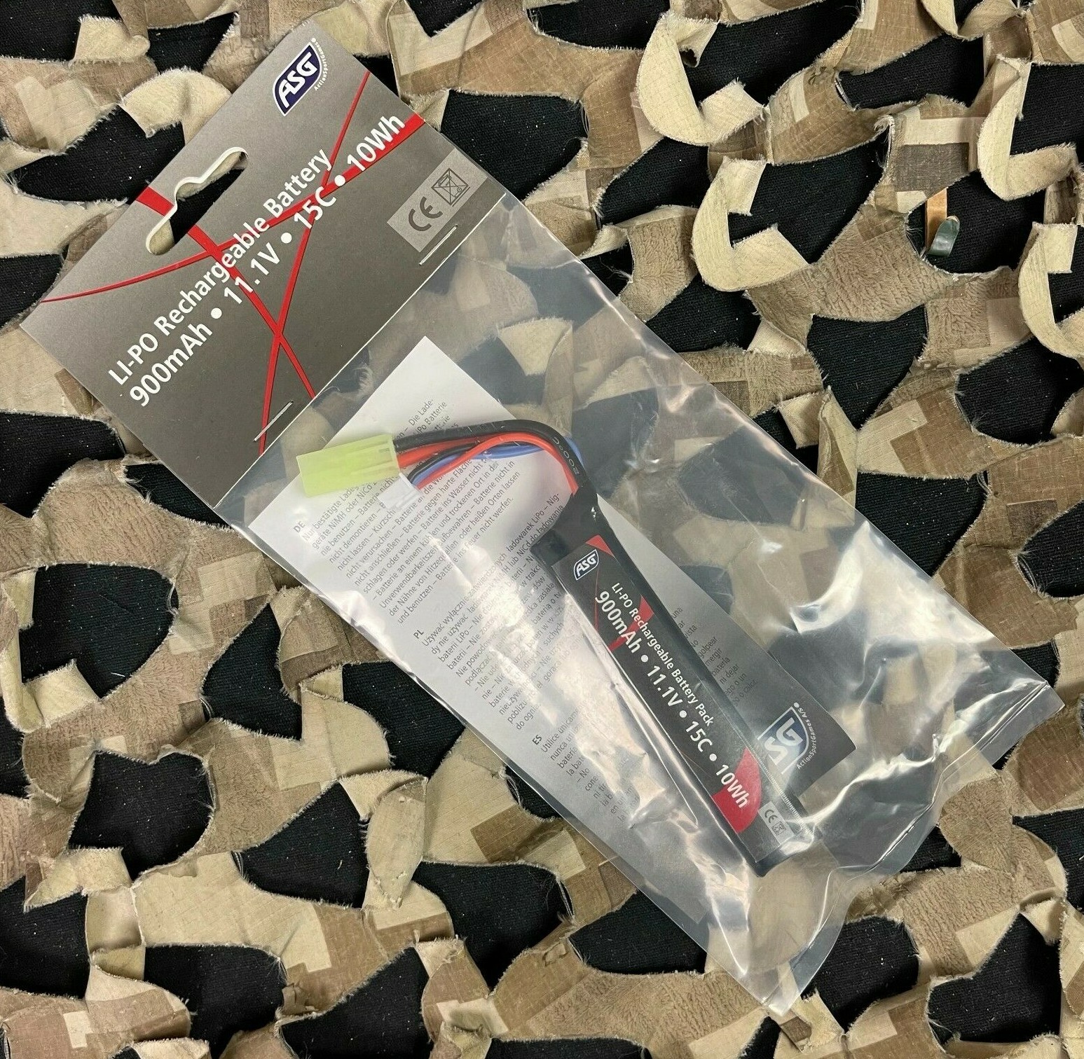NEW ASG 11.1V 900mAh 15C Lipo Stock Tube Airsoft Battery (19014)