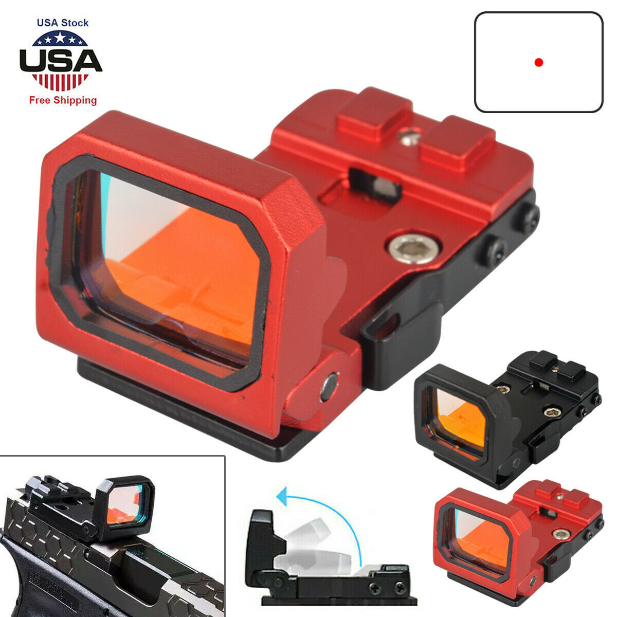 Tactical Flip Up Dot Sight Holographic Reflex Scope Foldable RMR Red Dot Sight