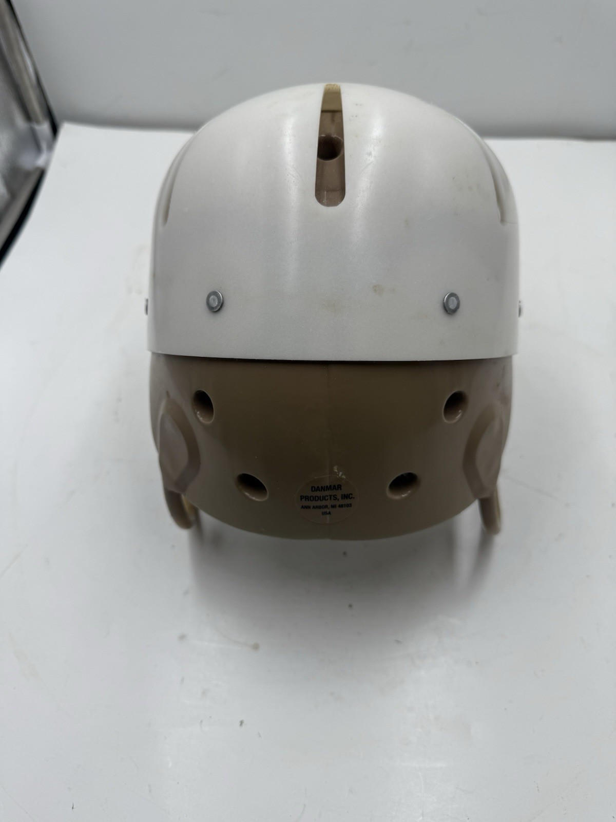 Danmar 9821 Hard Shell Helmet White & Brown Adult No Size See Pics Measurements