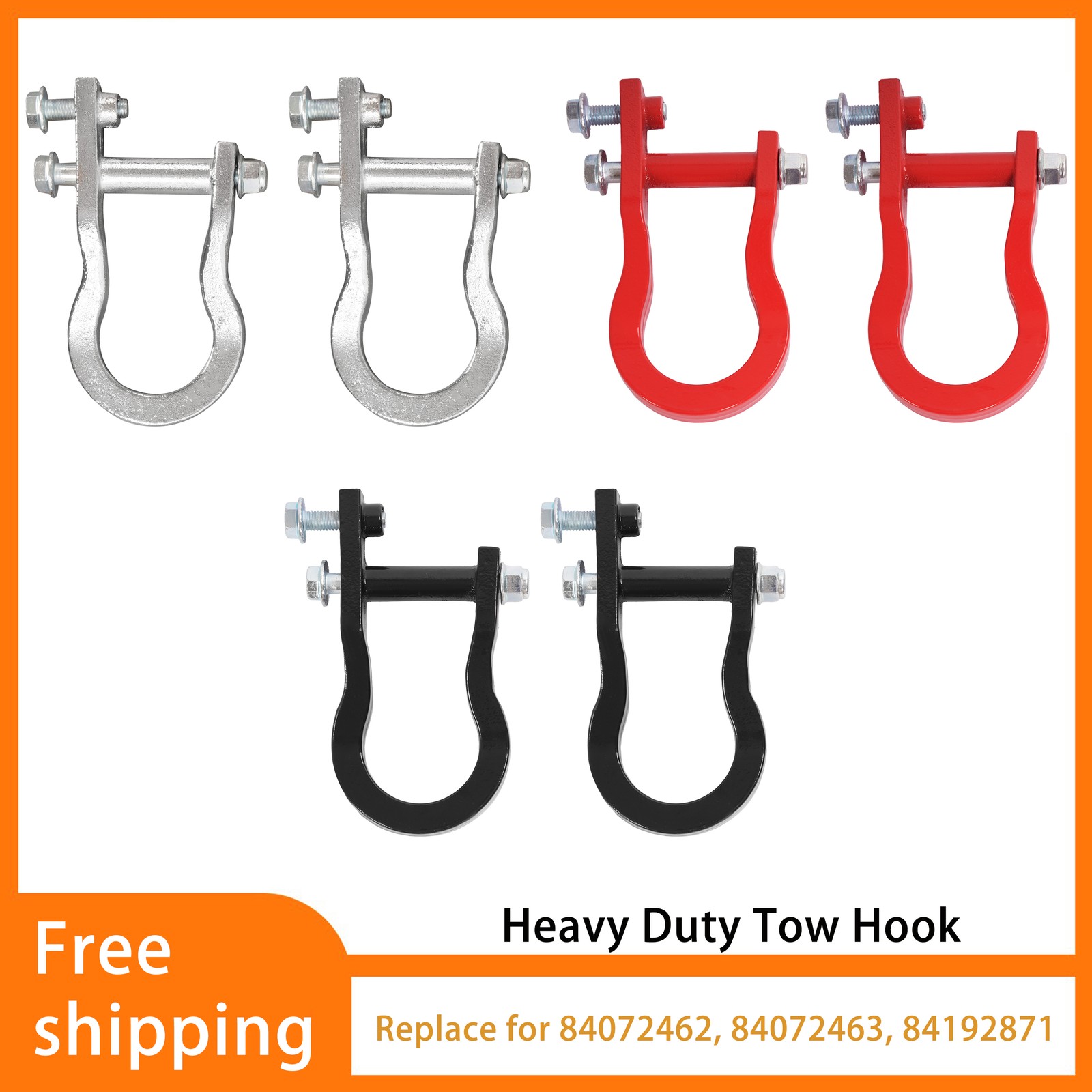 2 pcs Heavy Duty Front Tow Hooks For Chevrolet Silverado GMC Sierra 1500 07-19