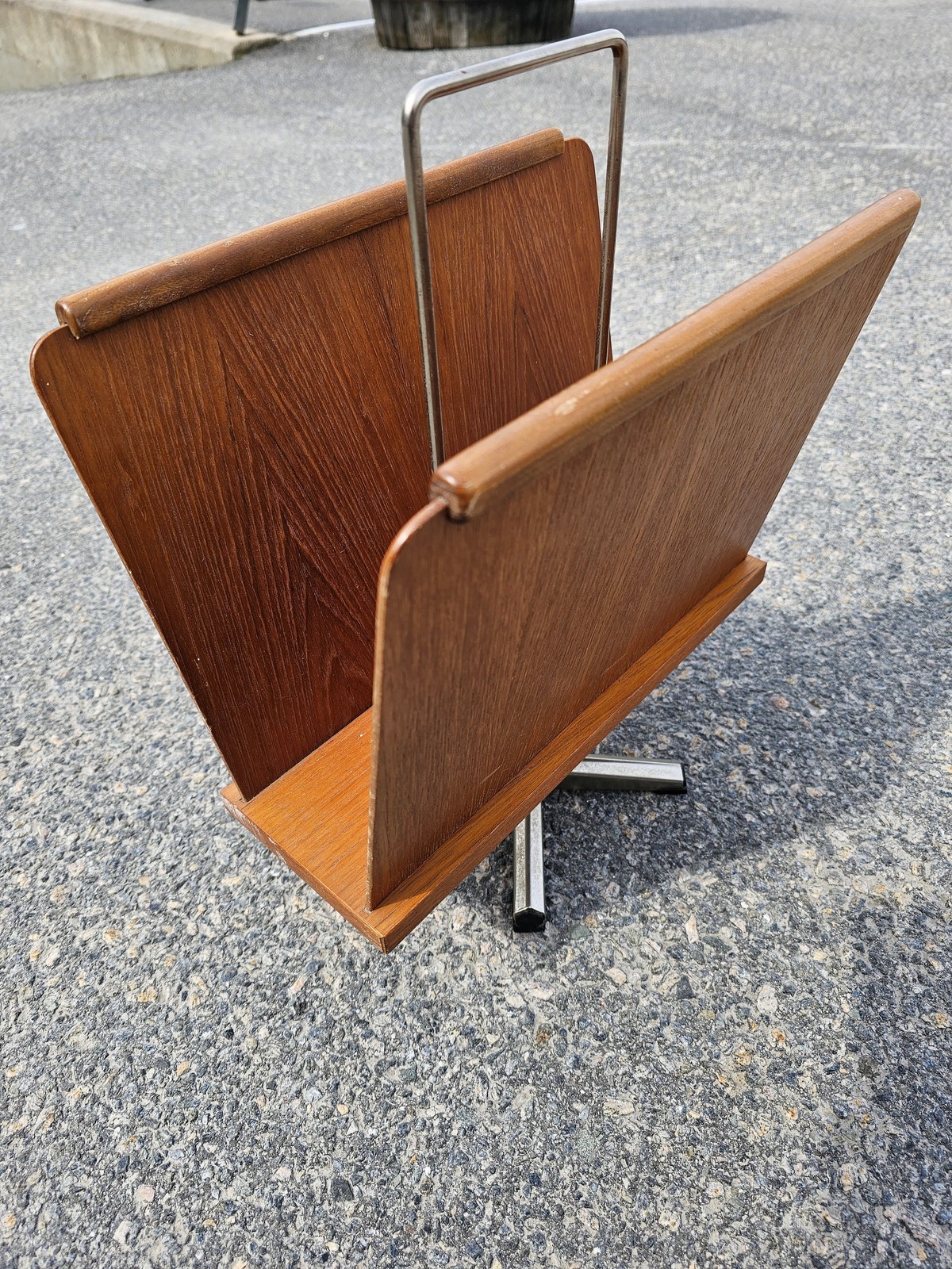Norwegian Teak Wood Basket - Retro Newspaper Holder from the 1960s